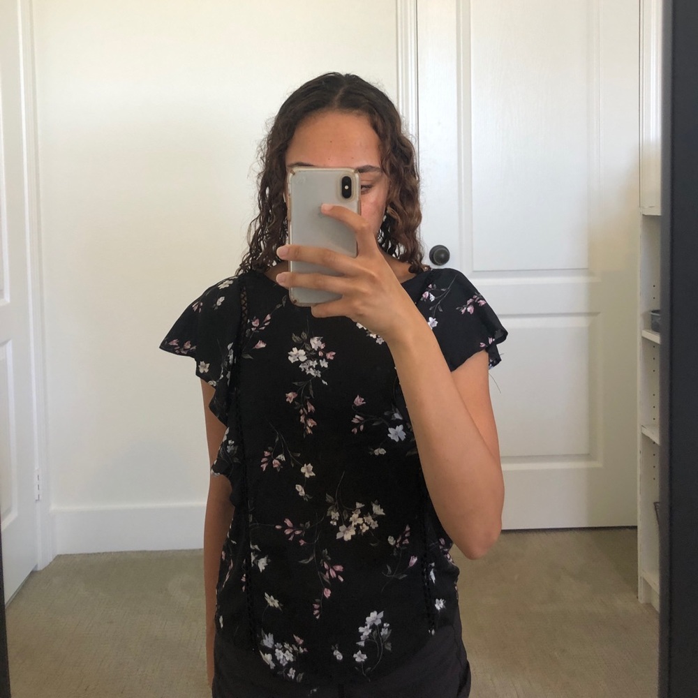 Black blouse with floral design